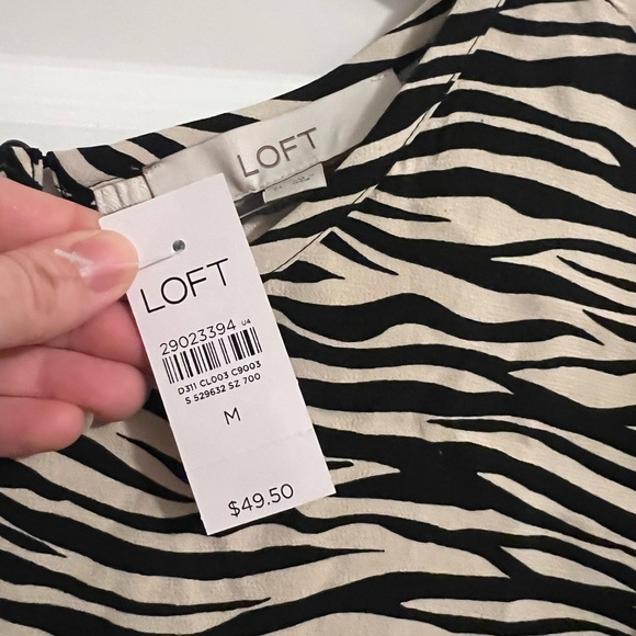 NWT LOFT Women's Zebra Print Top - Black and White - Picture 5 of 5